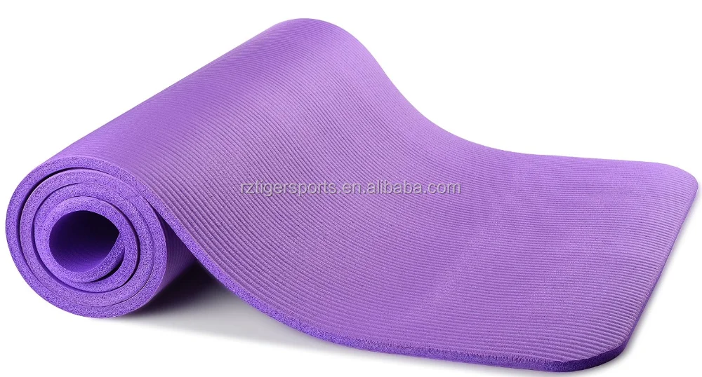 Tiger Sports NBR Yoga Mat with Strap or Net Bag Customized 13mm Extra Thick Nbr Yoga and Exercise Mat Nbr Vinyl Coated Slide Mat