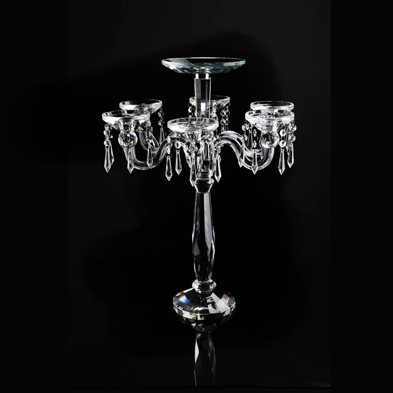 Современный Высококачественный Настольный стеклянный подсвечник с 7 держателями, Хрустальный подсвечник для празднования свадьбы