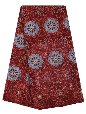 Lace product type cotton lace fabric SL0443 rhinestones swiss voile lace