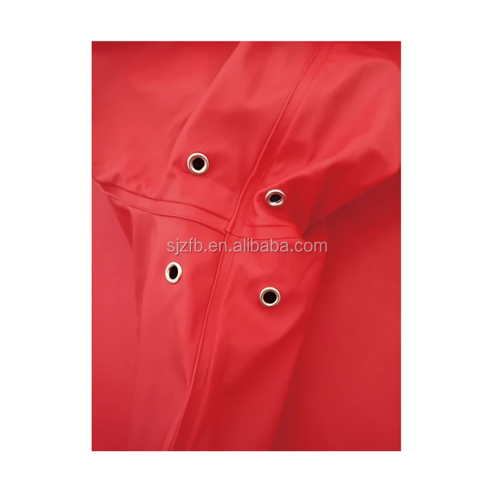 Simple Comfortable Red PU raincoat with vent hole and Logo