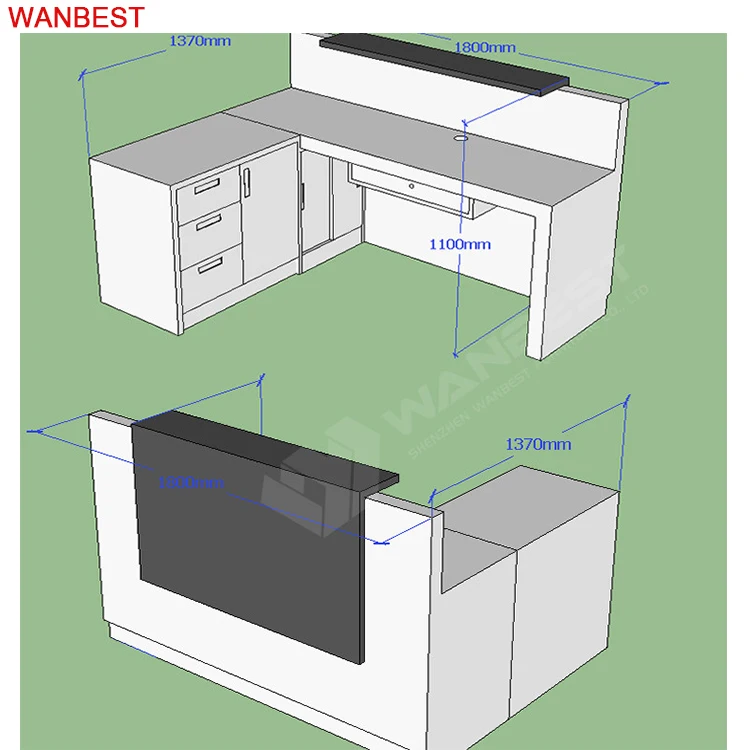 Hot Sale Acrylic White Office Furniture Clinic Restaurant Standing Reception Desk Cashier Counter