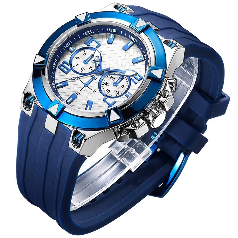 Private label watch manufacturer 2019 new design 24 hour dial stainless steel back multifunction dual watch
