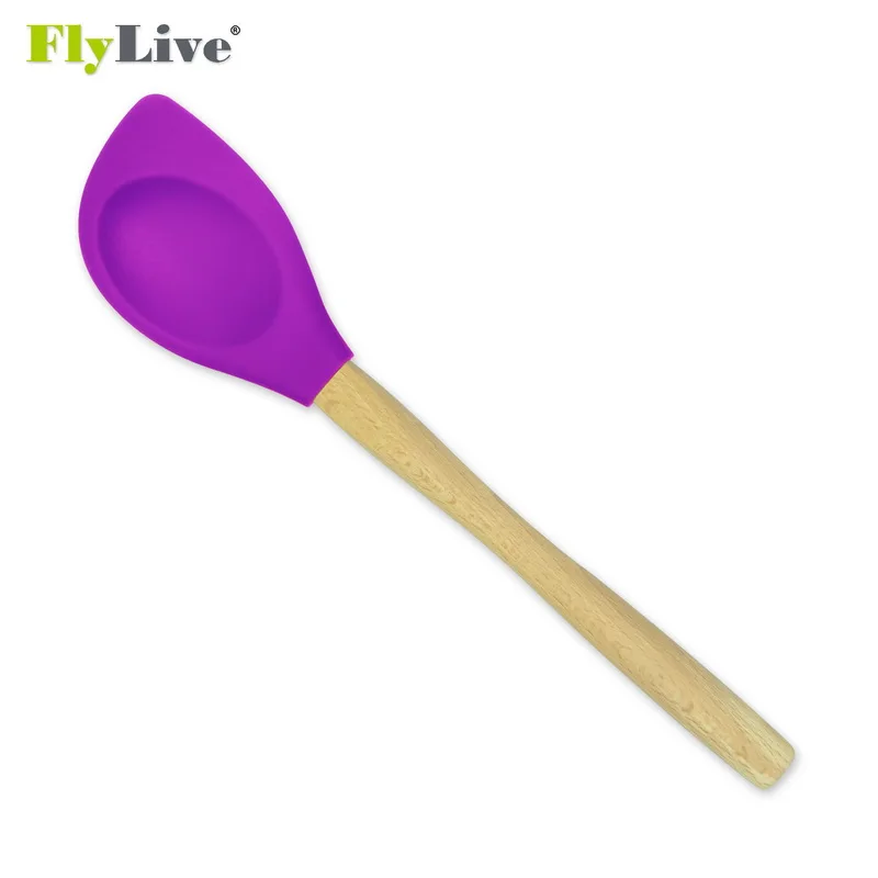 
Hot sale Multi-function Non-Stick Silicone Spatula and Spoon with Wooden Handle Kitchen Cooking Utensils 