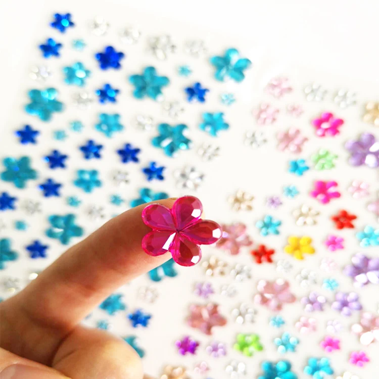 In stock hot sale acrylic rhinestone flower gem sticker Crystals Diamonds sticker
