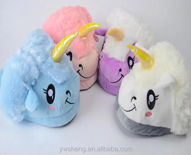 2017 Новый дизайн, недорогие детские милые зимние плюшевые тапочки с единорогом