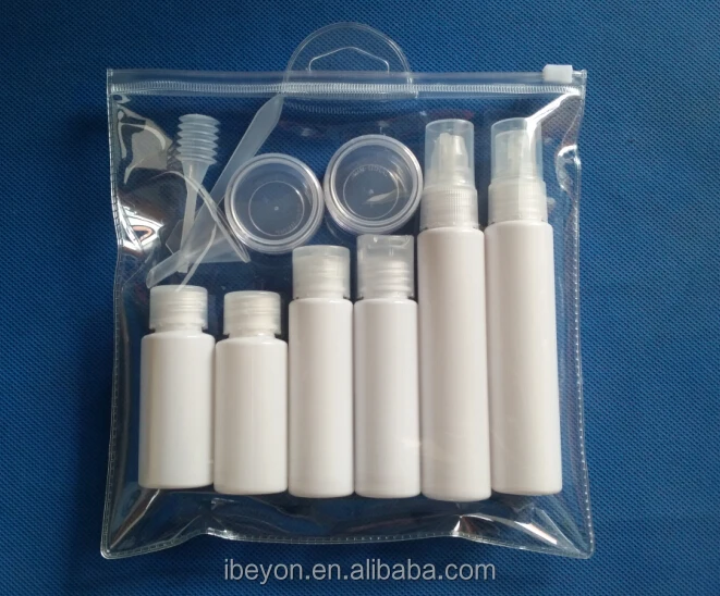 Косметическая пластиковая бутылка для макияжа с индивидуальным принтом, набор для путешествий с сумкой из ПВХ