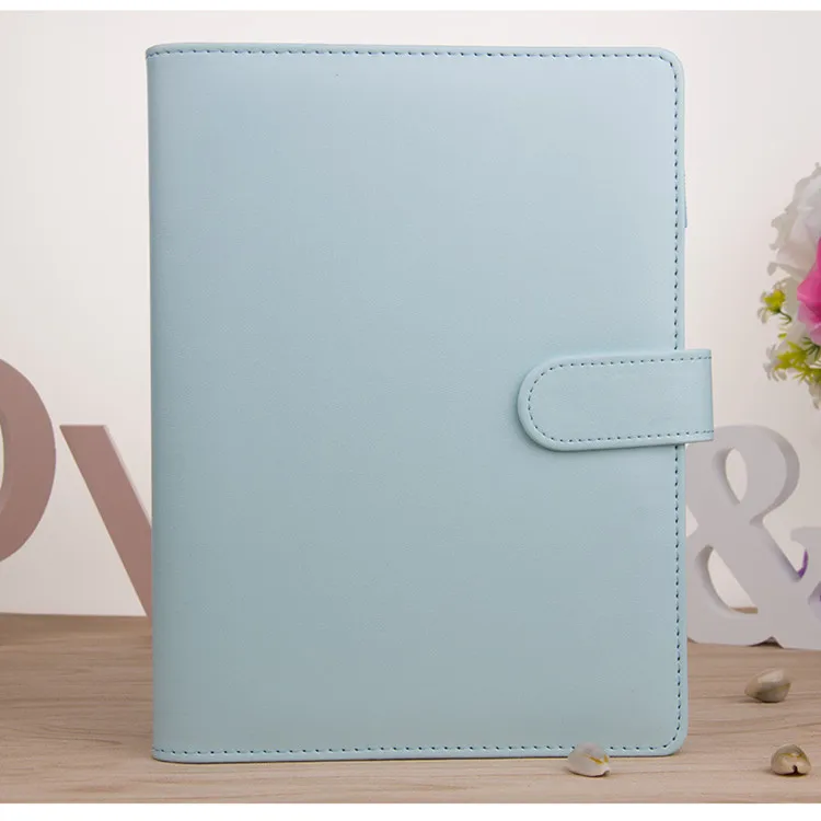 Fine classic macaron PU leather 6 rings binder spiral notebook agenda planner organizer stationery A5