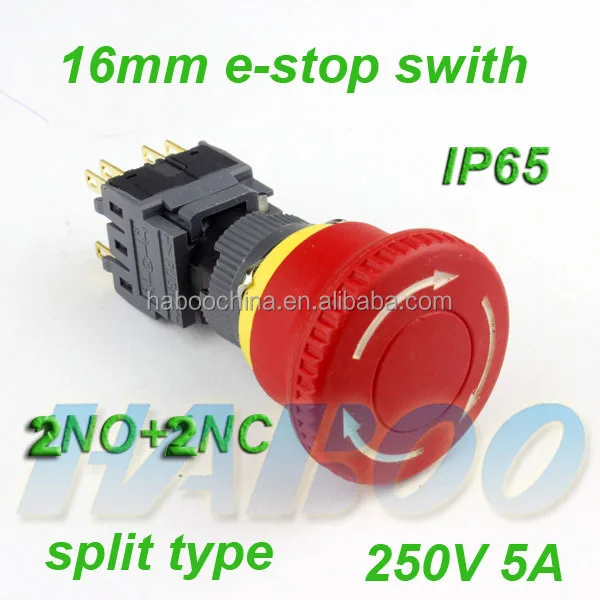 HBA16 series emergency mushroom stop push button switch 2NO+2NC electric switch