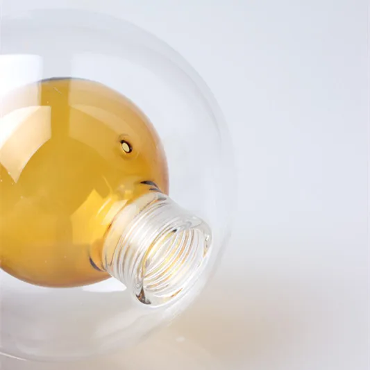 wholesale lighting factory party home decorative stained glass lamp shade double wall amber color glass lamp cover with screw