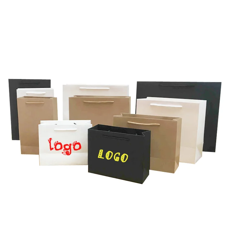 Bolsa Papel Kraft Wholesale Stock Customize Shopping Kraft Paper Bags With Your Own Logo Print with Handle No Minimum