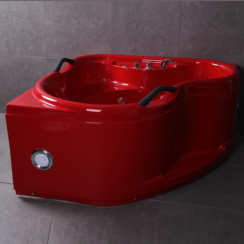 Color Corner Design Bathroom Bathtub Factory Wholesale Red Shenzhen White Modern Hotel Freestanding Hot Suction Nozzle Cover B04