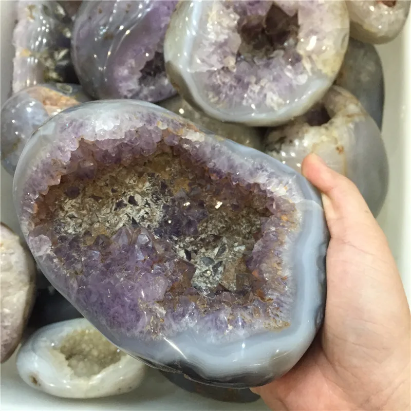 
Brazil Agate Spheres Open Smiling Amethyst Geode For Home Decoration 