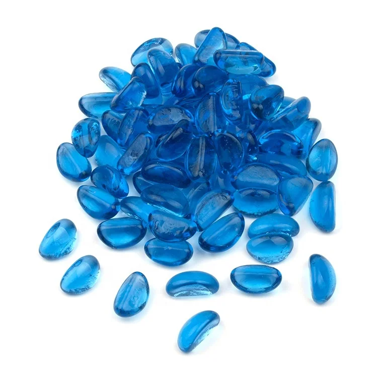 Chinese cashew shaped fire pit decorative glass beads pebbles stone for vases filler cemetery