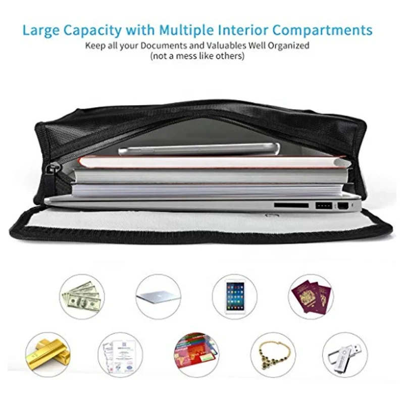 Envelope Cash Fire Proof Money Pouch File Shoulder Document Bag Durable Documents Fireproof Bag High Quality Custom Waterproof