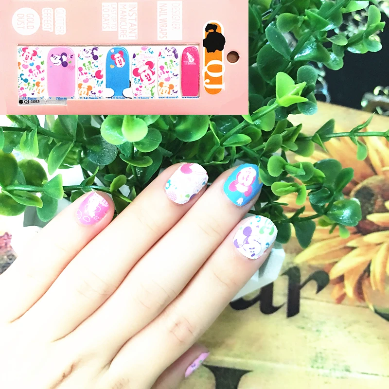White Pink min Mouse child Nail Arts Nail Sticker Waterproof Nail Decal Sticker Gel Polish French