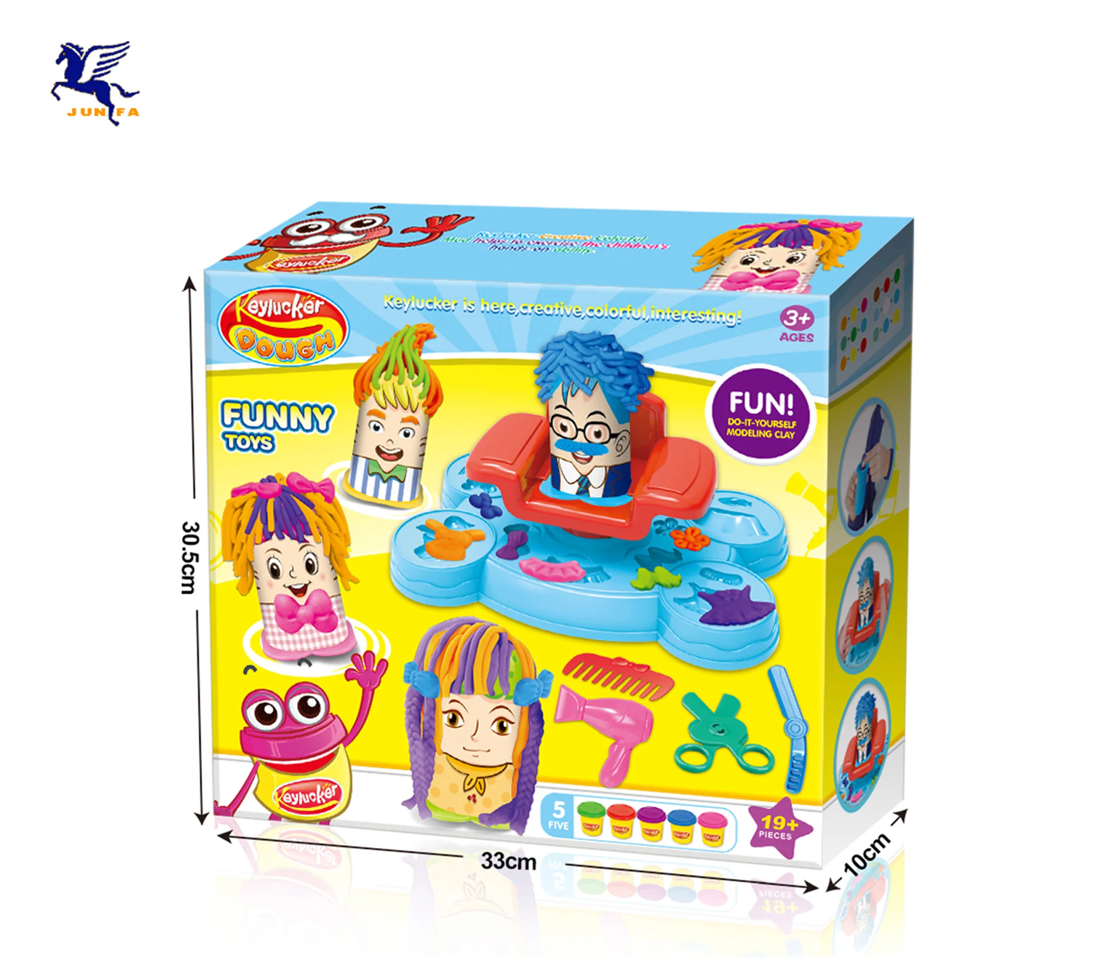 DIY color clay plasticine hairdressing play set children education dough toys