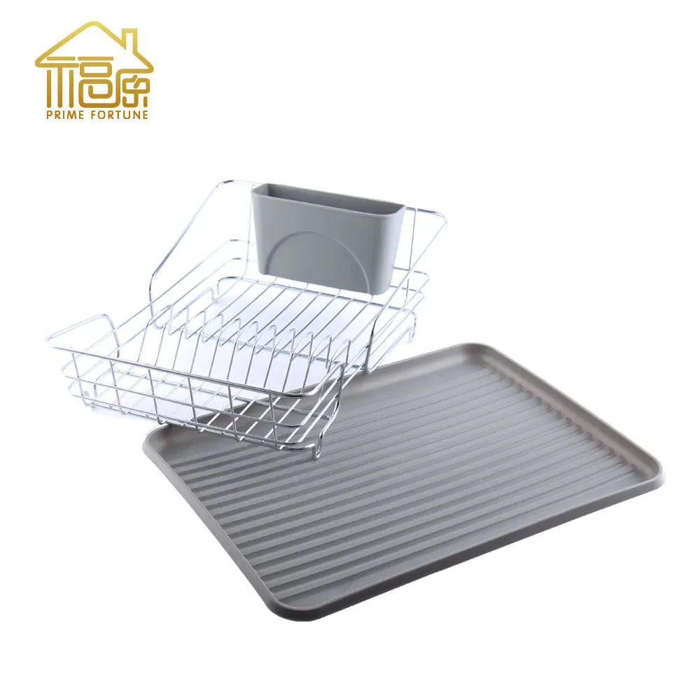 Dish Drying Rack with Large Storage Cutlery Metal Holder,Removable Drainer tray & Chopsticks knife fork Holder for Kitchen