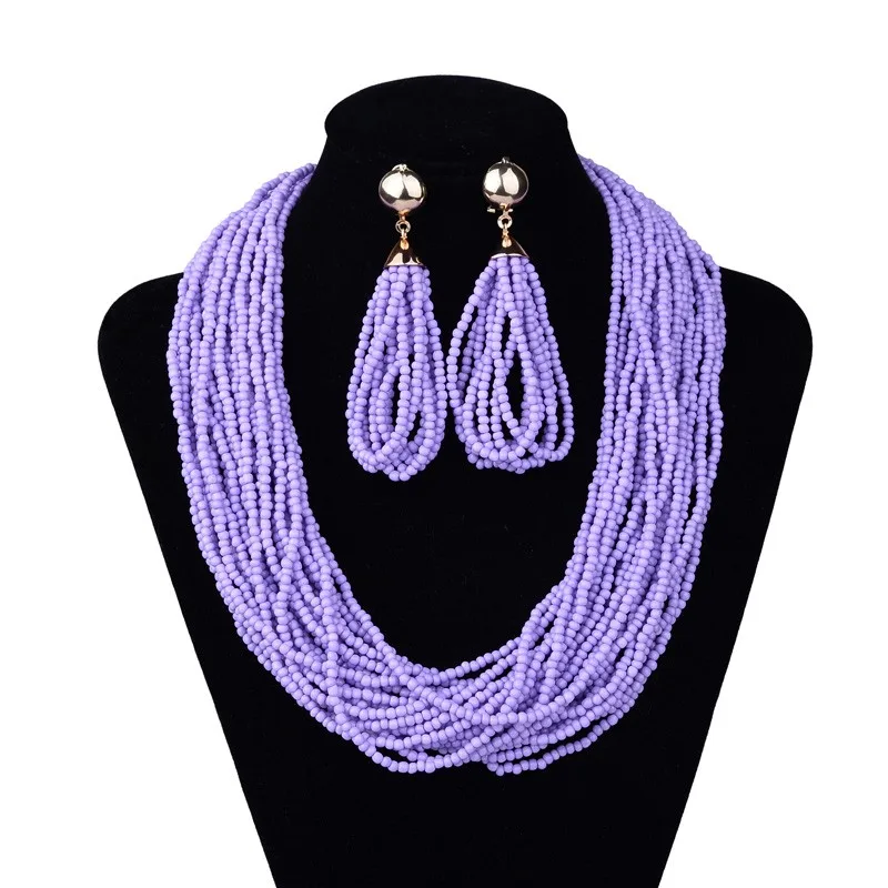 New fashion handmade multi-strand seed beads necklace set