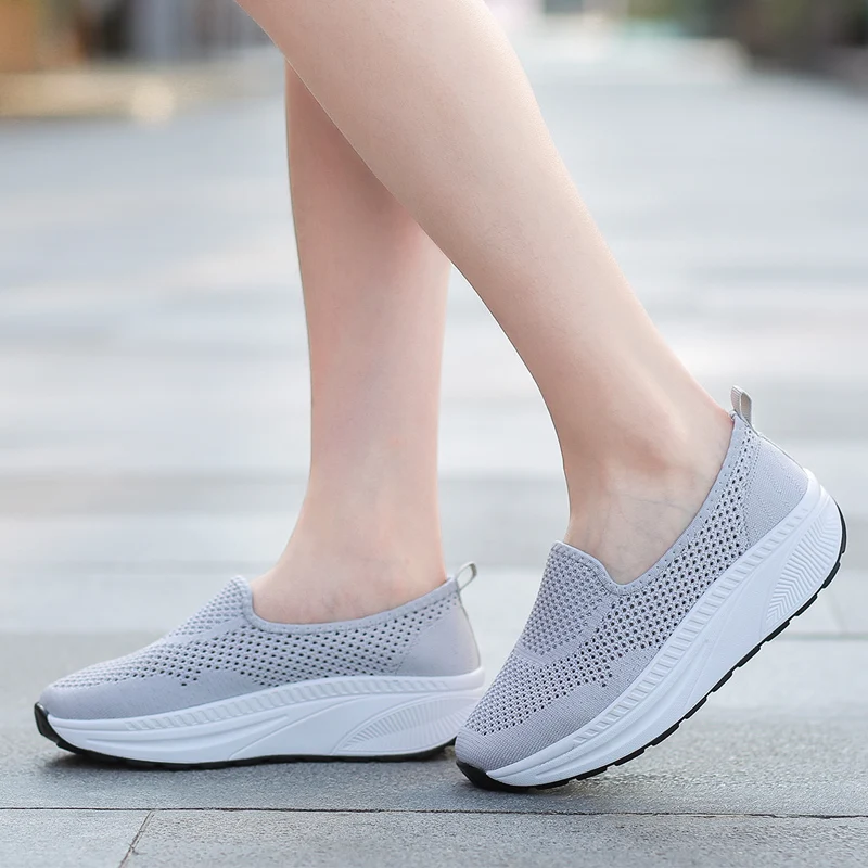 Fashion Platform Fitness Walking Shoes,Female Mesh Shoes Casual Slip On ,Women Flat Casual Shoes Women