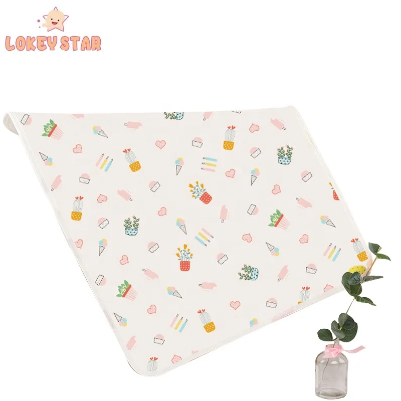 Lokeystar Cartoon Muslin Cotton Waterproof Reusable Baby Changing Pad Covers