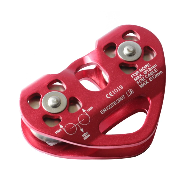 Ce Standard OEM 30kn Heart Pulley For Safety Aluminum 12mm Rope Single Pulleys Heart Type Pulley