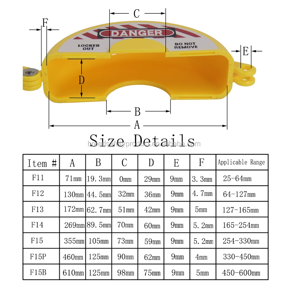 BREED Safety Yellow Gate Valve Lockout LOTO Lock Device F15