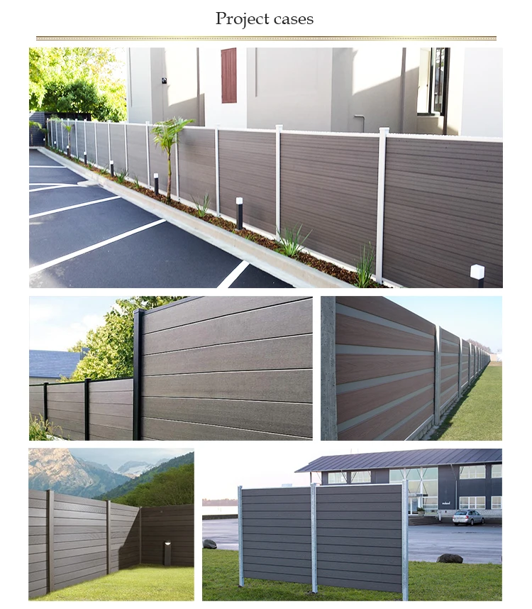 Wood grain fence  panel exterior wpc fence garden decoration material