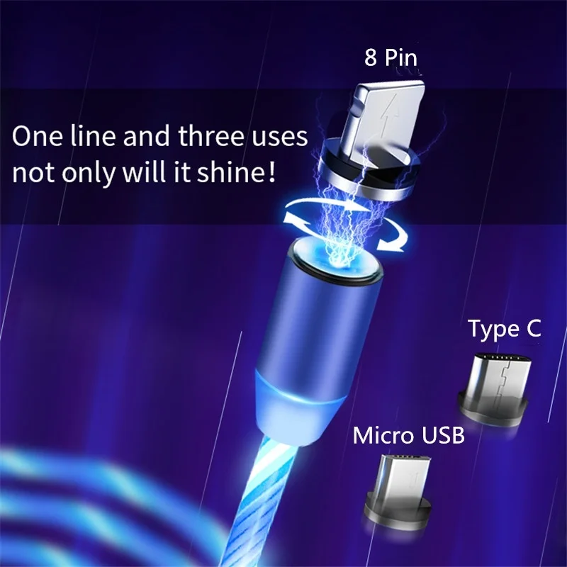 
LED Glow Flowing Magnetic Fast Charger USB Cable 