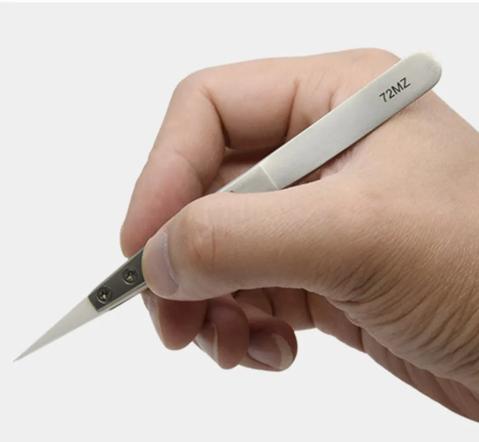 
130mm Heat Insulating Electrically Insulating Vetus 72-MZ Ceramic Tipped Tweezer 