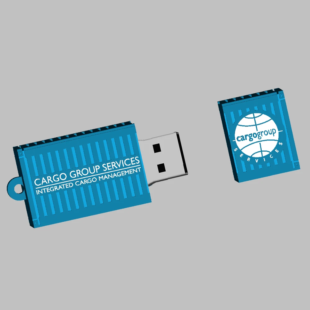 Promotional gift Custom PVC material customized logo 4GB shipping container shape usb flash drive