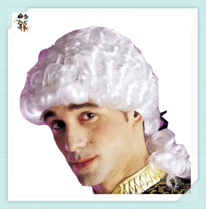 Venetian Masquerade Party Costume White Color Marquis Mens Carnival Synthetic Wigs HPC-1317
