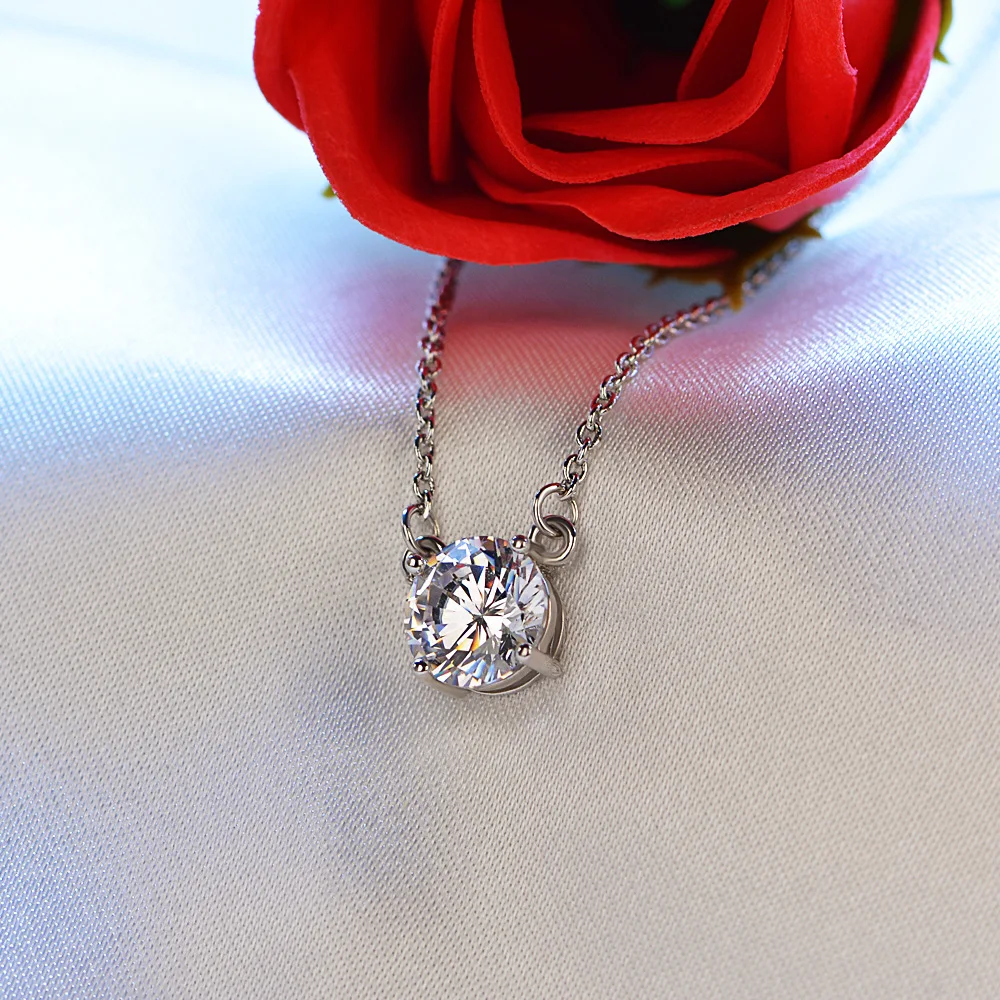 
New Design Pendant With Chain Round Cut Zircon S925/Brass Plated Girls Gifts 