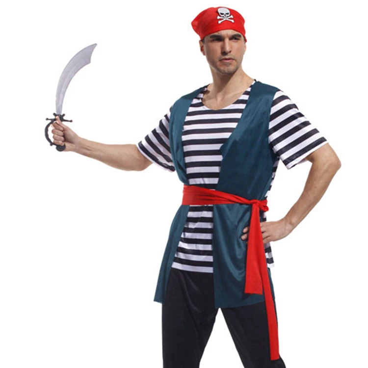 Men Pirate Halloween Costume for Adult with Hat and Boots (60699330309)