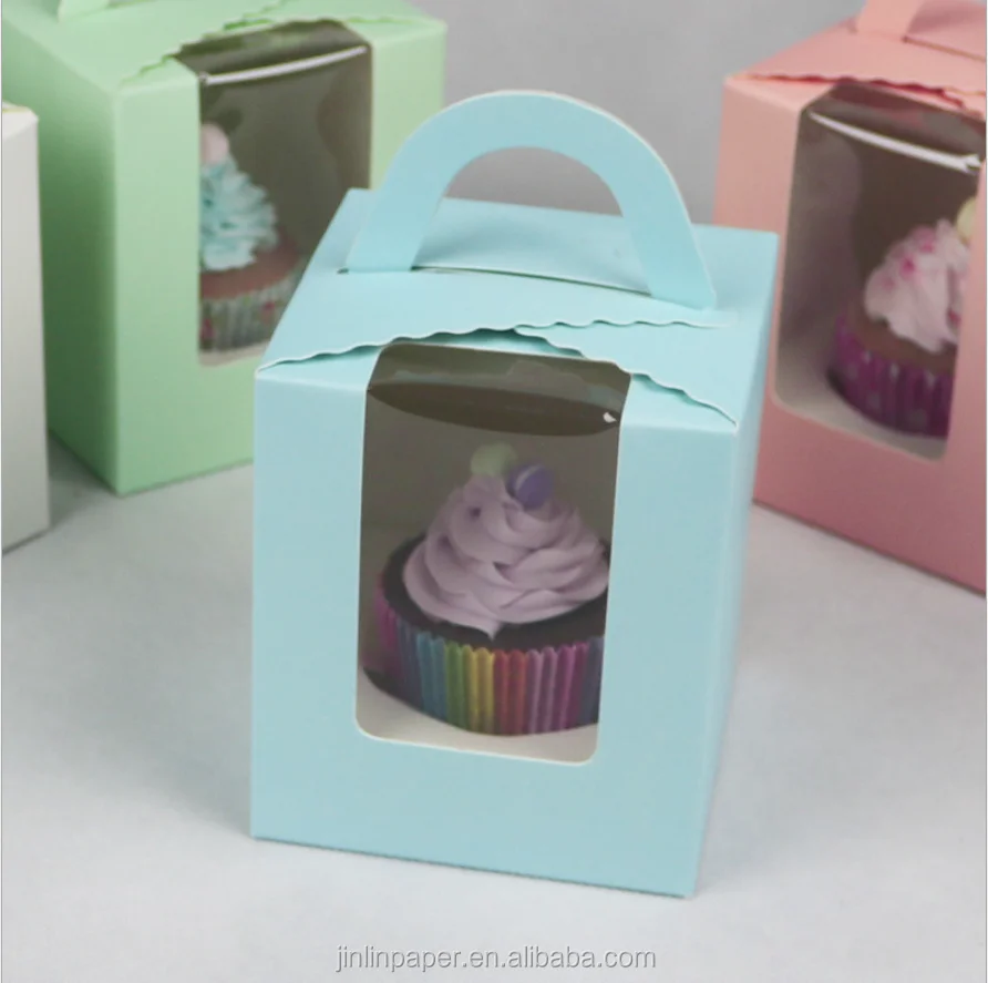 
Factory Cheap Paper Muffin Cake Box With Handle Single Divider 