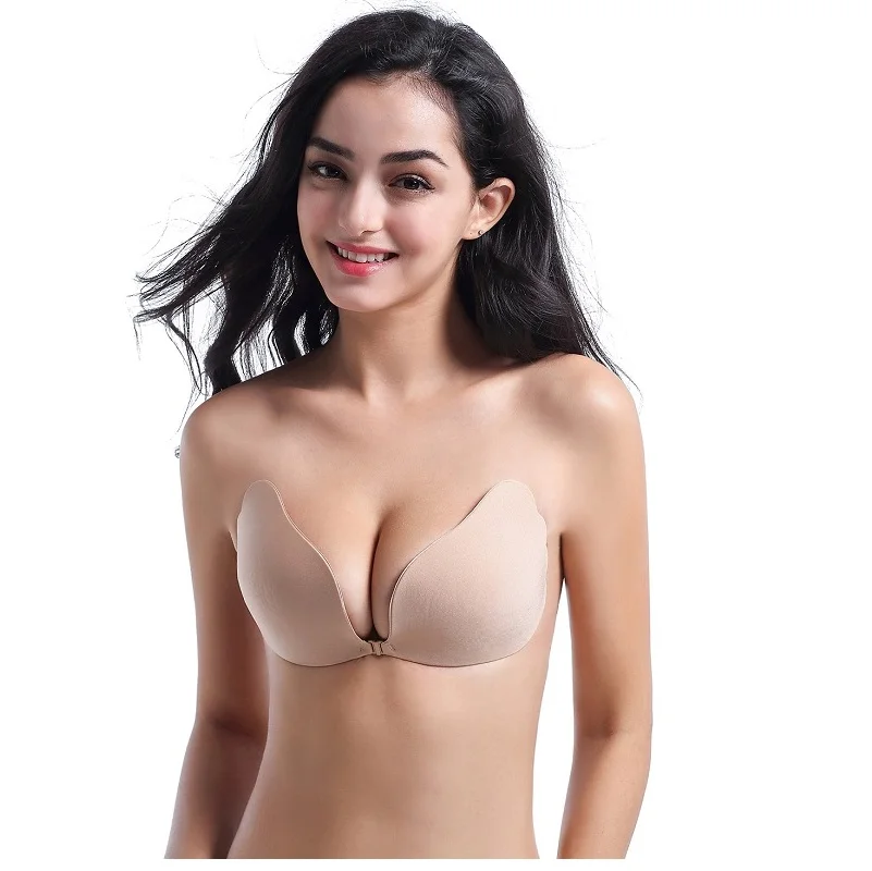 Angle Wing Breathable Anti-slip Front Closure Push up Invisible Bra