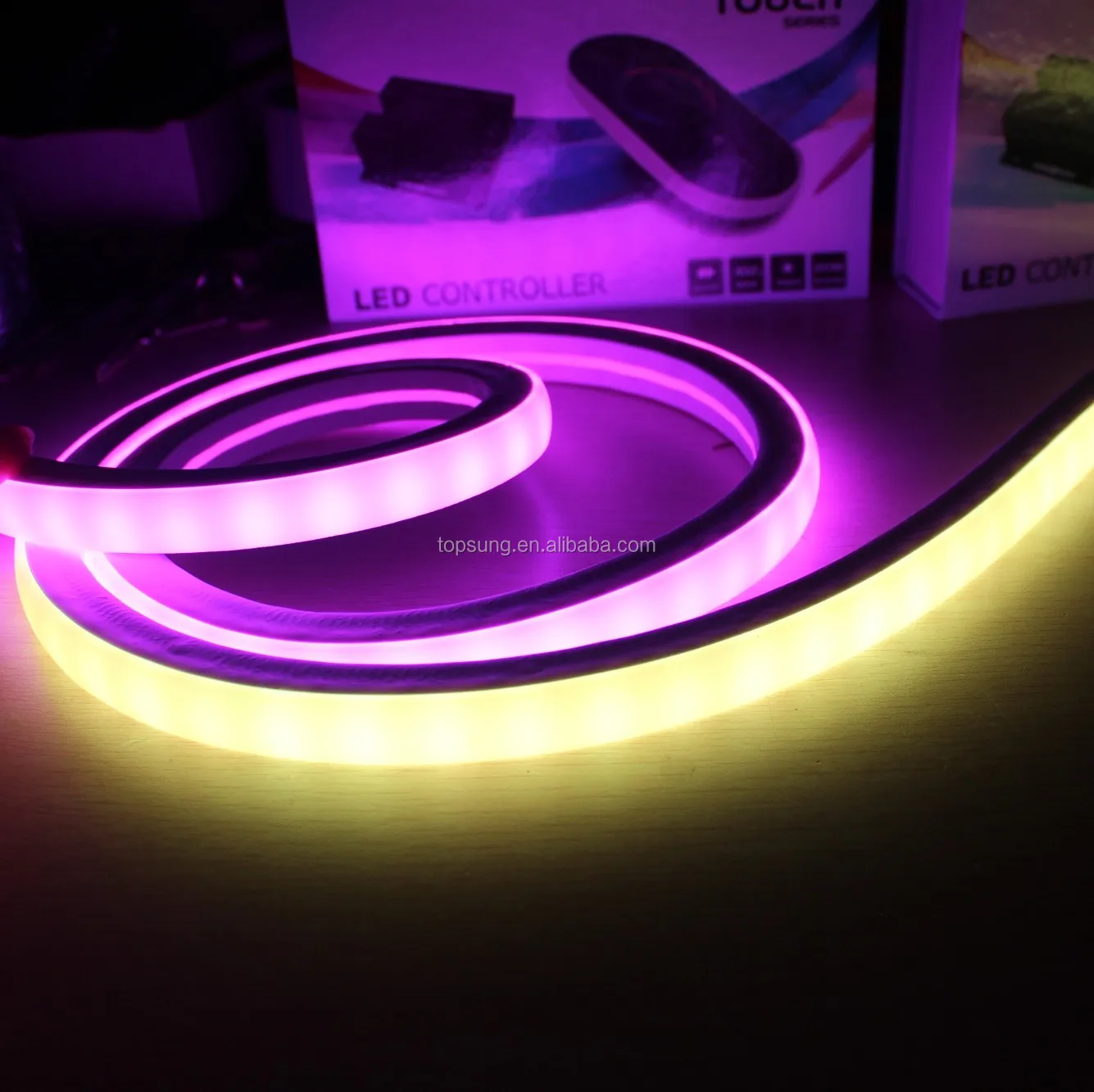 50m spool square 24v dmx rgb led neon flex Top view flexible neon strips lighting Shenzhen factory