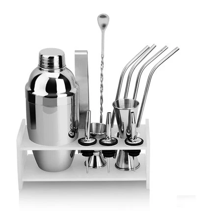 Luxury 350ml 5pcs stainless steel bartender shaker cocktail mixing set high grade metal club whiskey bar tool gift set