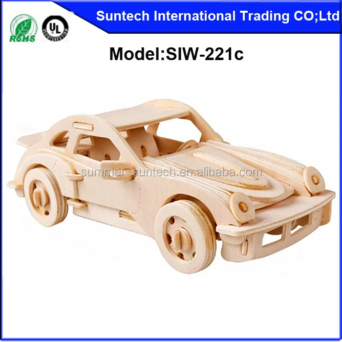 3D wood puzzles car model kids toys handmade wooden jigsaw puzzles crafts for home decor creative wood carving statue