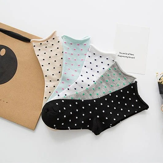 Summer Japanese Cute Dots Cotton Girls Socks Teen Tube Socks