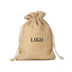 Wholesale portable reusable eco friendly small hemp jute drawstring bag