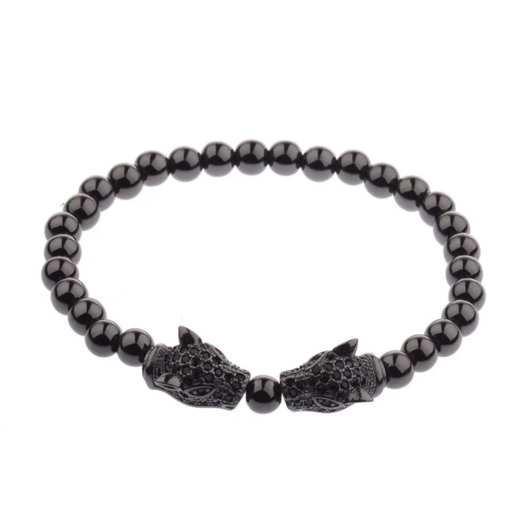 Factory 2024 Hot Selling Leopard Head Charms Beads Bracelet Gold Plating Copper Beads Bangle Bracelets Women Lovers