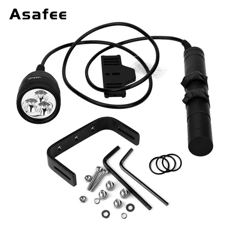 Asafee 10 Degree XM-L2 U4 Waterproof LED 26650 Underwater Cave Dive Primary Light Canister Diving Torch