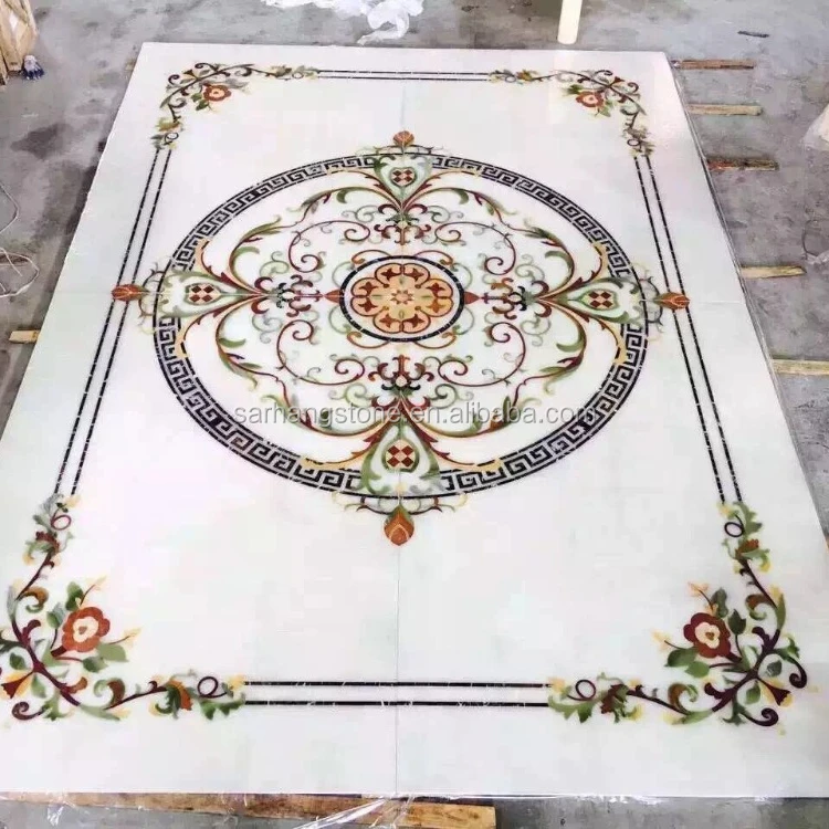 
waterjet marble flowers tile design floor 