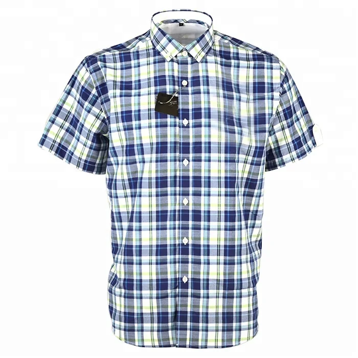 Изготовленные на заказ с коротким рукавом в клетку мужские рубашки