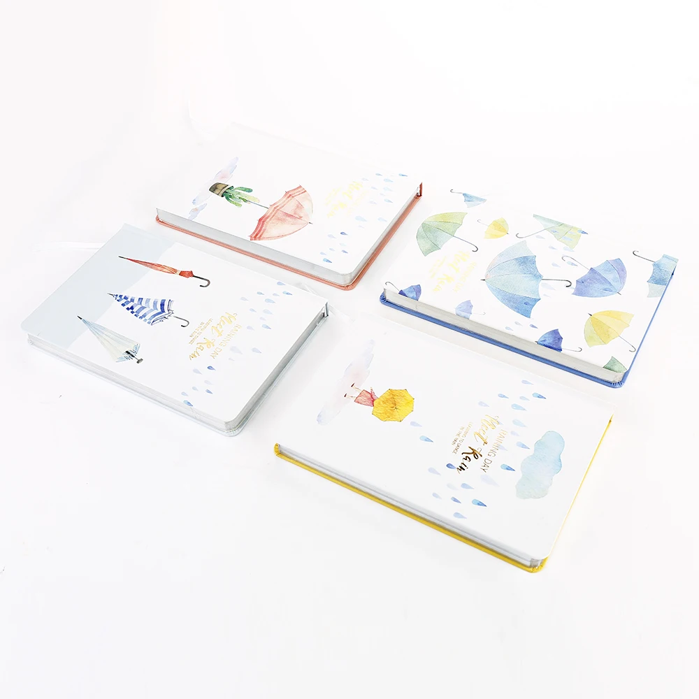 Cheapest thick paper cover raining umbrella hardcover notebook bulk custom printing