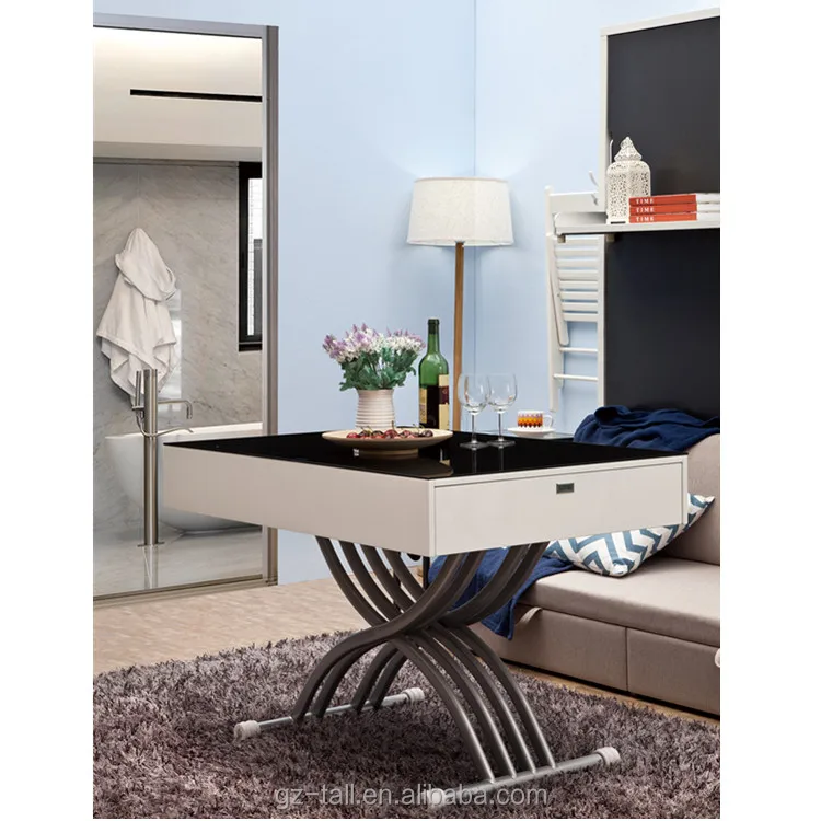 Умная мебель для дома, складной обеденный стол из закаленного стекла с регулируемой высотой и длиной