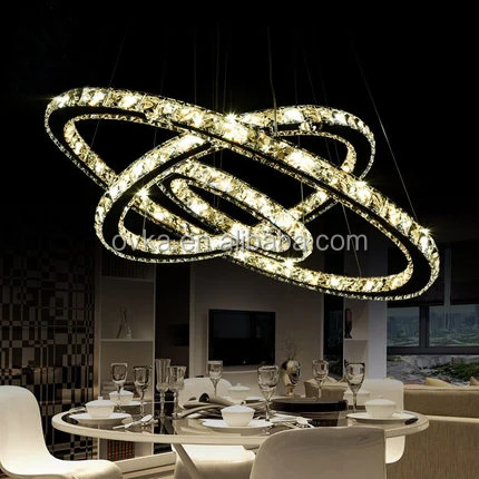 Modern luxury crystal 3 circles LED chandelier light for living room pendant light