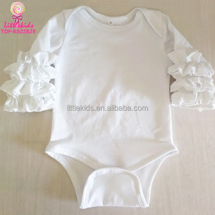White Triple Ruffled Infant Toddler Clothes Girls Raglan Rompers Long Sleeve Baby Kids Jumpsuit