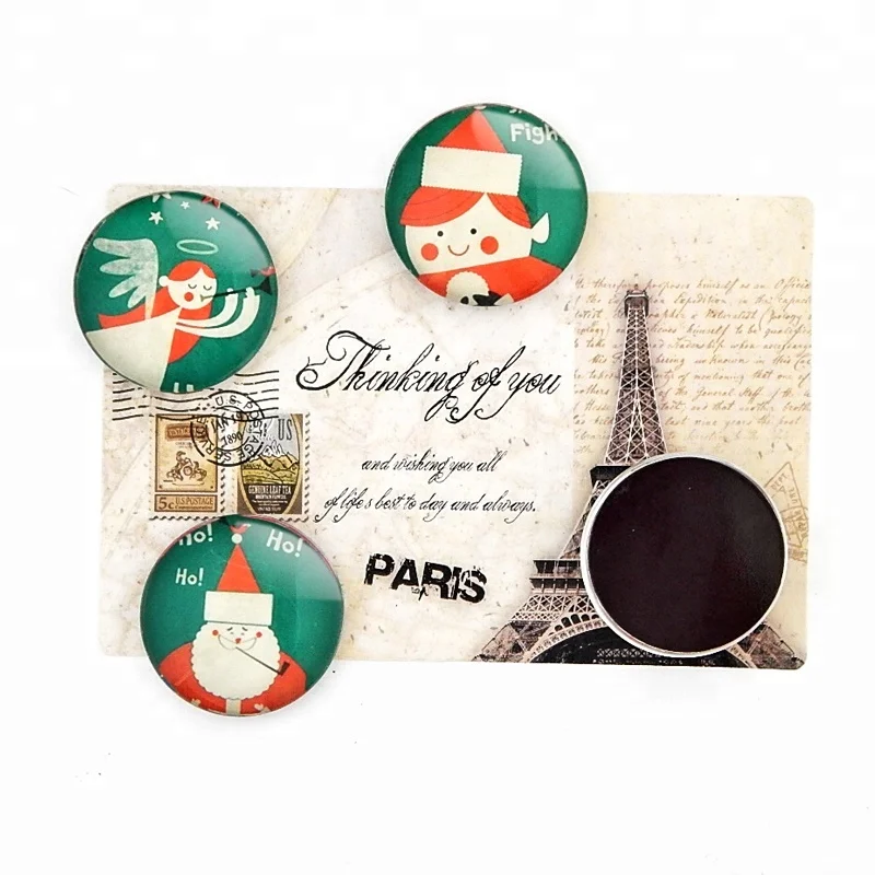 Custom Dome Christmas Tree Santa Claus House Shape Decoration Home Crystal Printed Fridge Magnets Magnets For Fridge