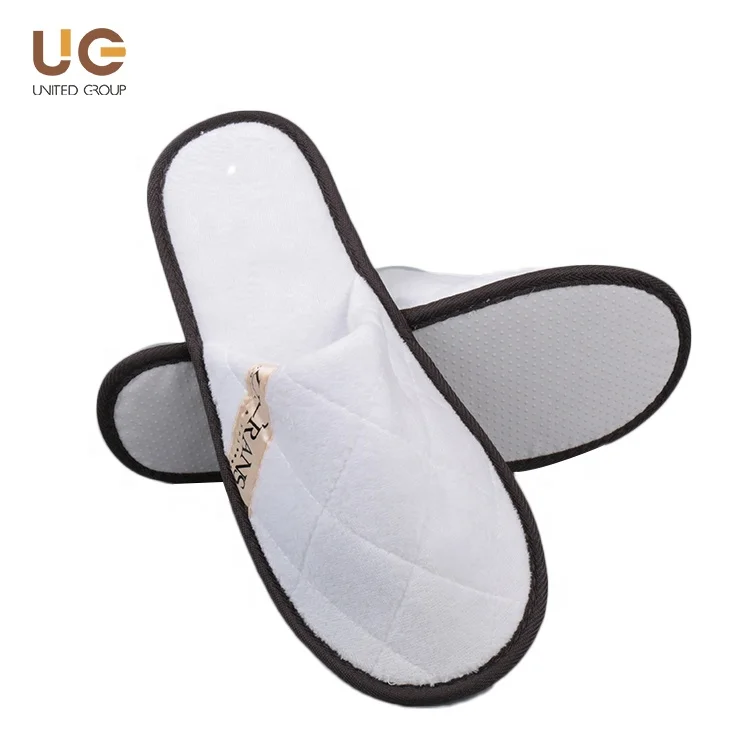 China Factory Hotel Supplies White Cotton Velvet Luxury Hotel Spa Disposable Slippers for Guest